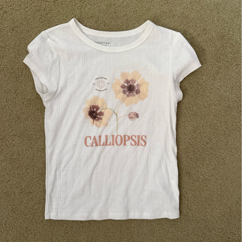 American Eagle Outfitters Cream Textured Tee
